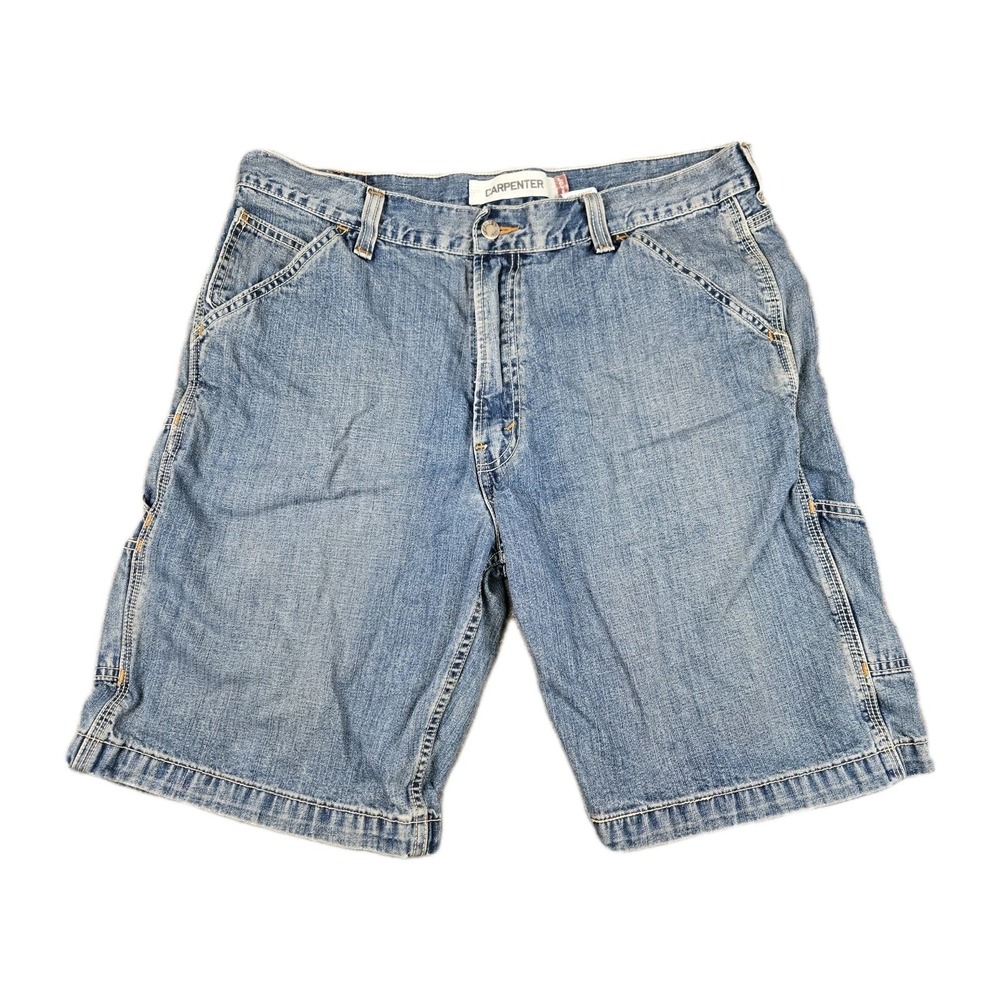 Vintage Levis Carpenter Shorts Mens 36 Blue Denim Cargo Baggy Relaxed Fit Y2K